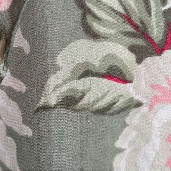 VTG Fairy Coquette 100% Silk Ruffle Blouse Size S P Sage Green Romantic Floral - Picture 7 of 16